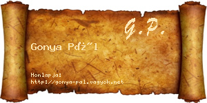 Gonya Pál névjegykártya